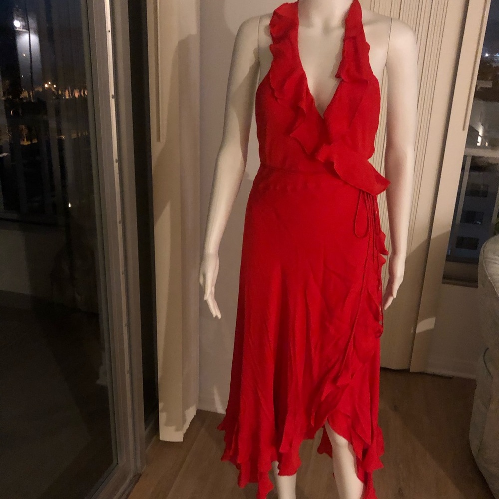 Red Silk Haute Hippie Dress XS